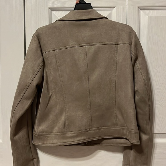 Philosophy Republic Clothing medium moto style jacket faux leather taupe - Picture 5 of 8